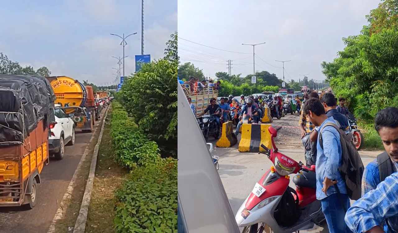 Aftermath of rain: Traffic jam from Suchitra to Kompally on Thursday