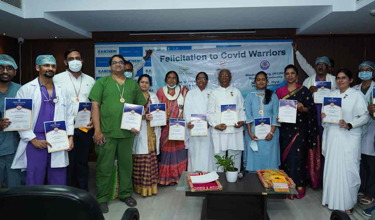 Hyderabad: Brahma Kumaris honour Covid warriors of Kamineni Hospitals