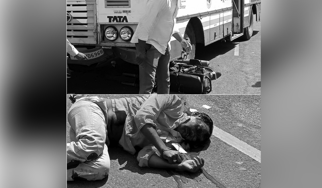 Telangana: Biker dies after being hit by RTC bus in Narayankhed