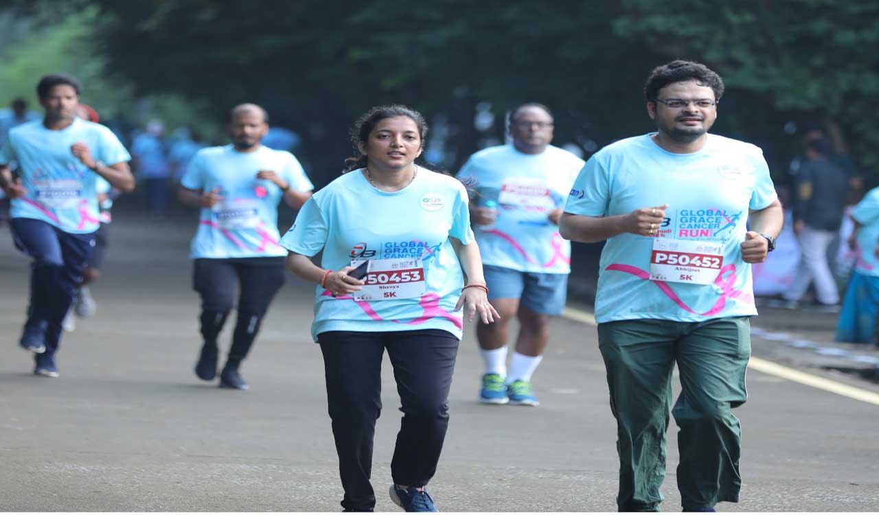 Hyderabad: Over 3,000 amateur runners take part in Global Cancer Run