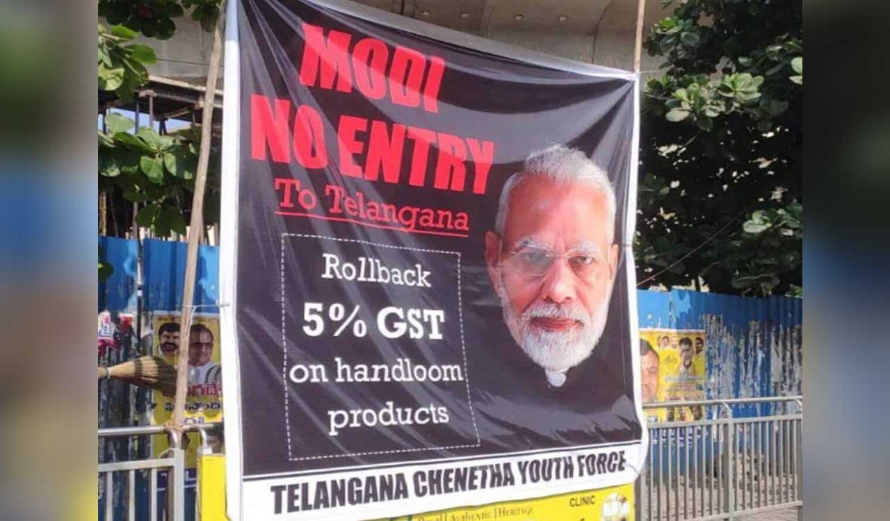 Ahead of PM’s visit to Telangana, ‘Modi No Entry’ flex appears in Hyderabad