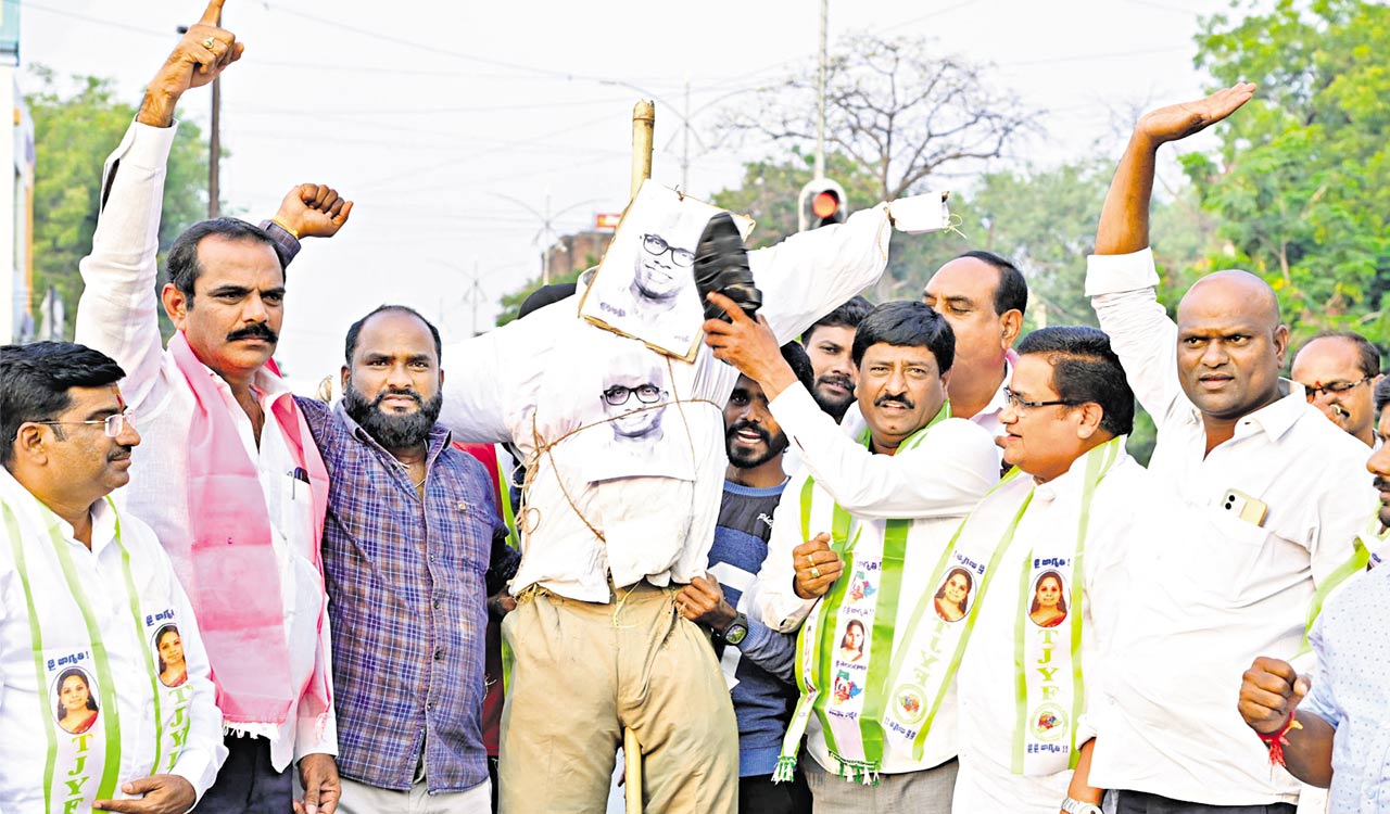 Protests erupt over BJP MP’s derogatory remarks against CM KCR, MLC Kavitha