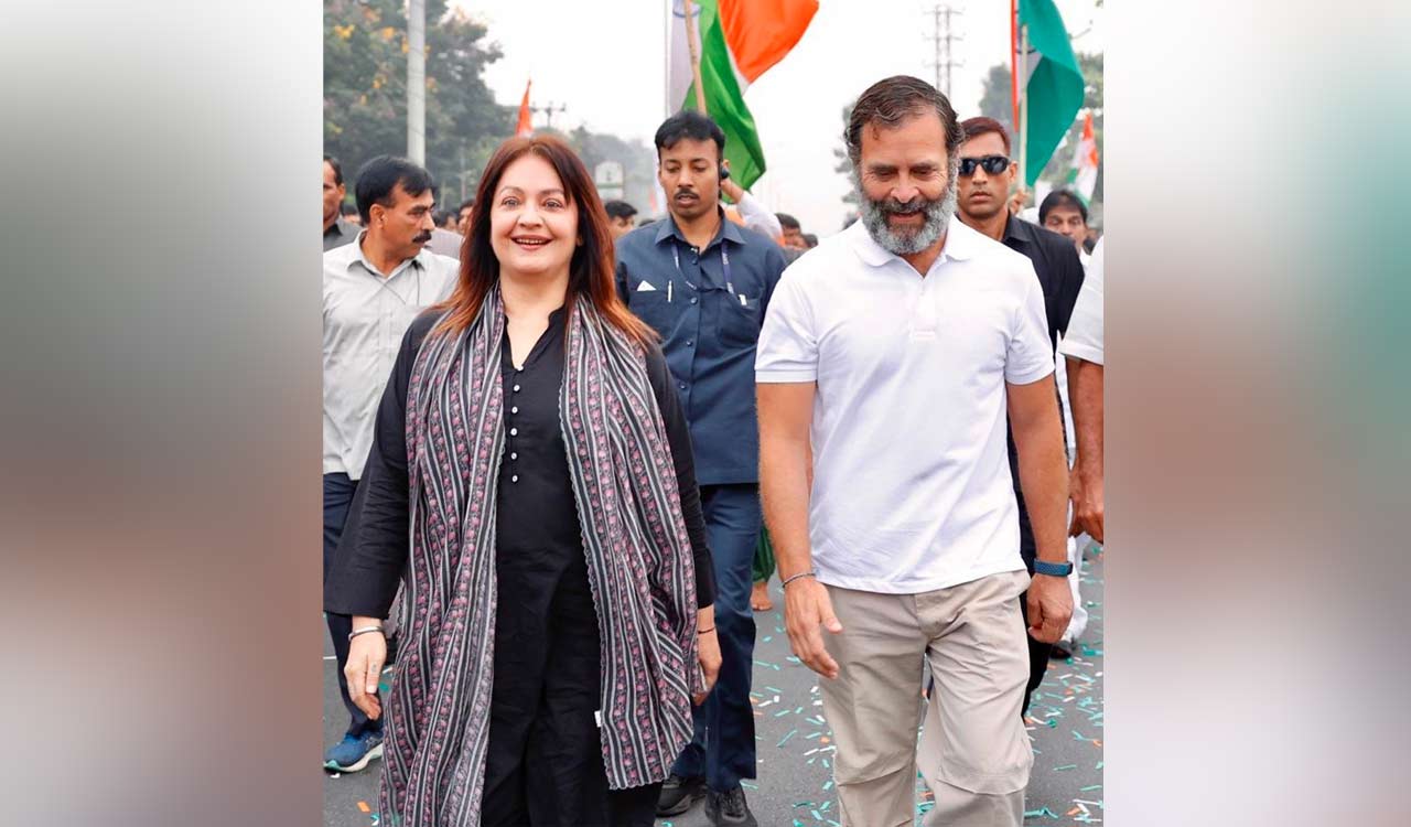 Bharat Jodo Yatra: Actor-filmmaker Pooja Bhatt walks with Rahul Gandhi