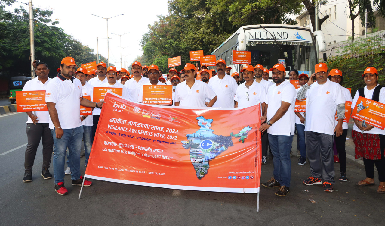 Vigilance Awareness Week: Bank of Baroda conducts walkathon in Hyderabad