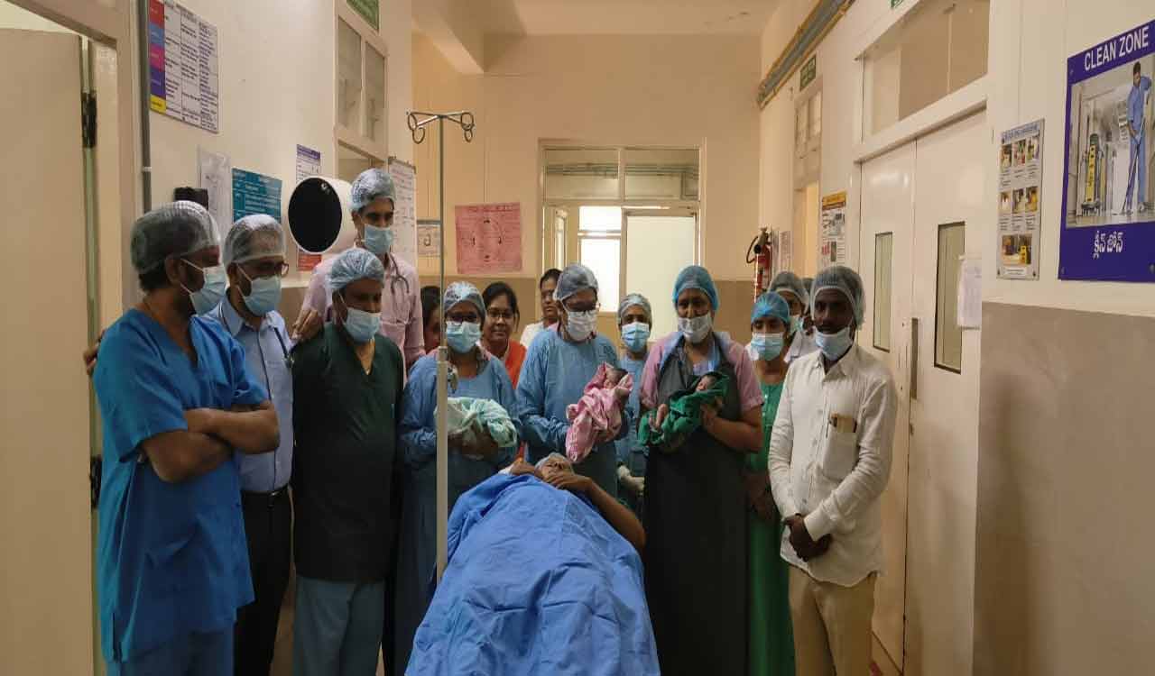 Telangana: 13 years after marriage, woman gives birth to triplets in Gajwel