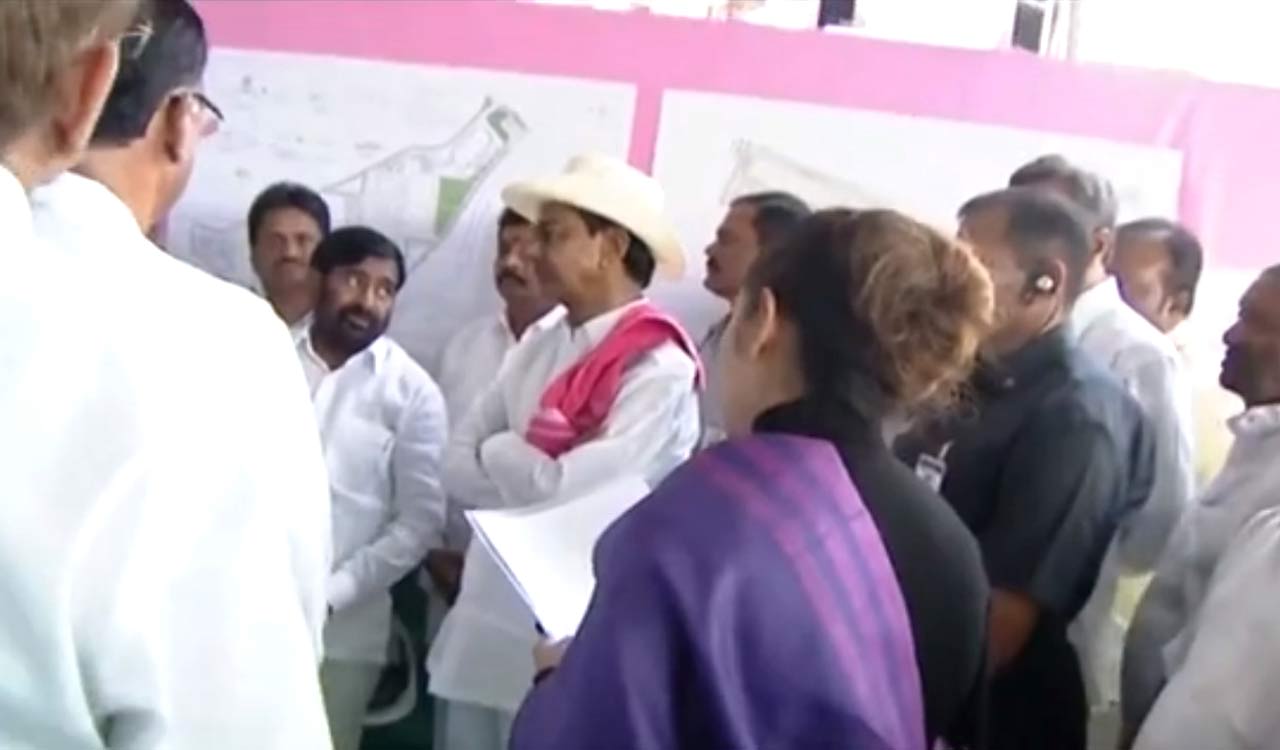CM KCR reaches Yadadri Thermal Power Plant