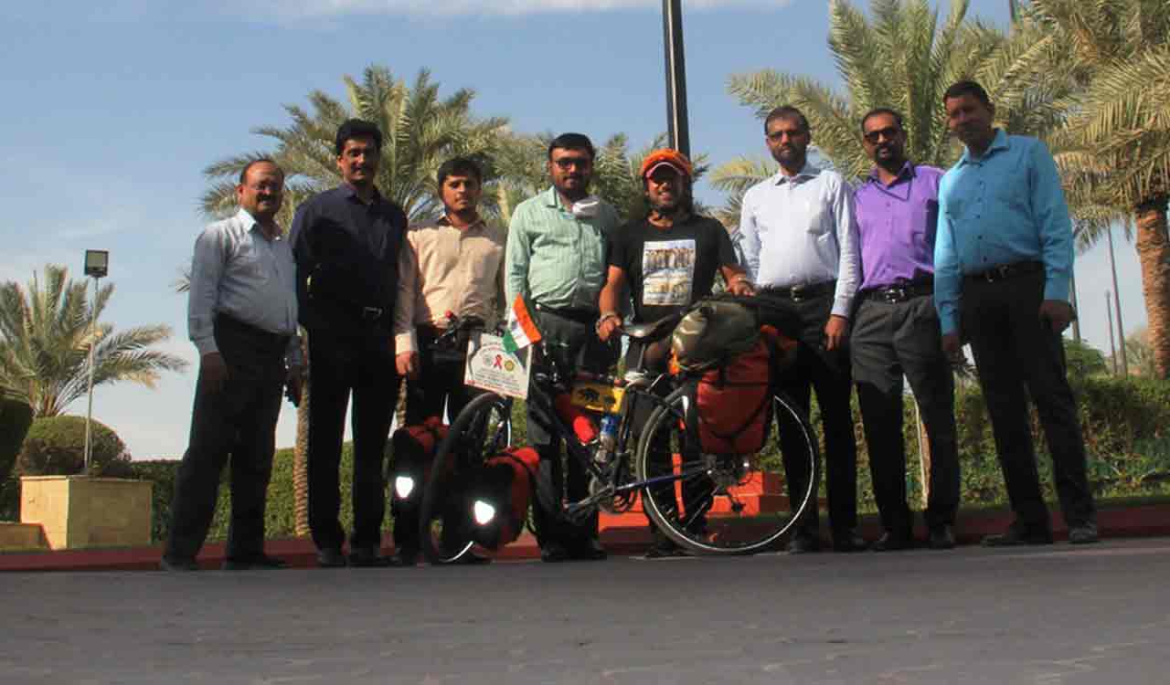 Indian cyclist’s world tour enters Saudi Arabia as 170th country