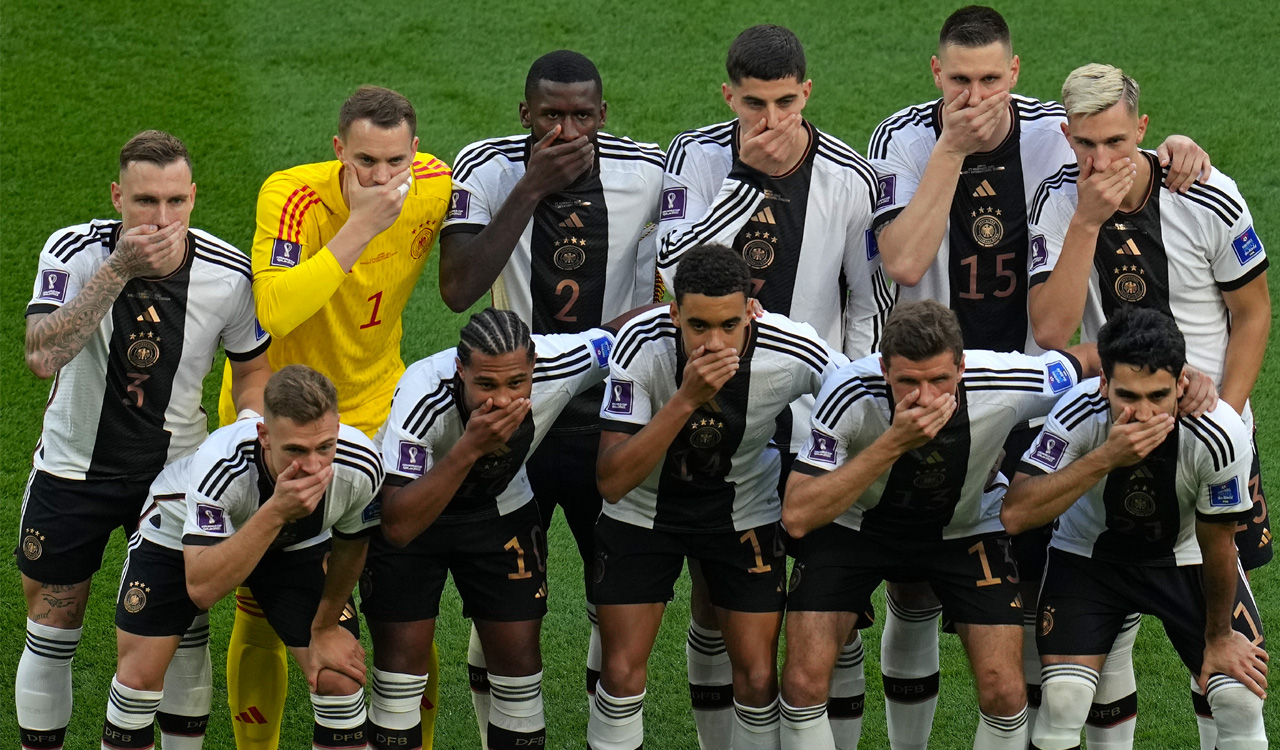 Germany Players Cover Mouths At World Cup In FIFA Protest-Telangana Today