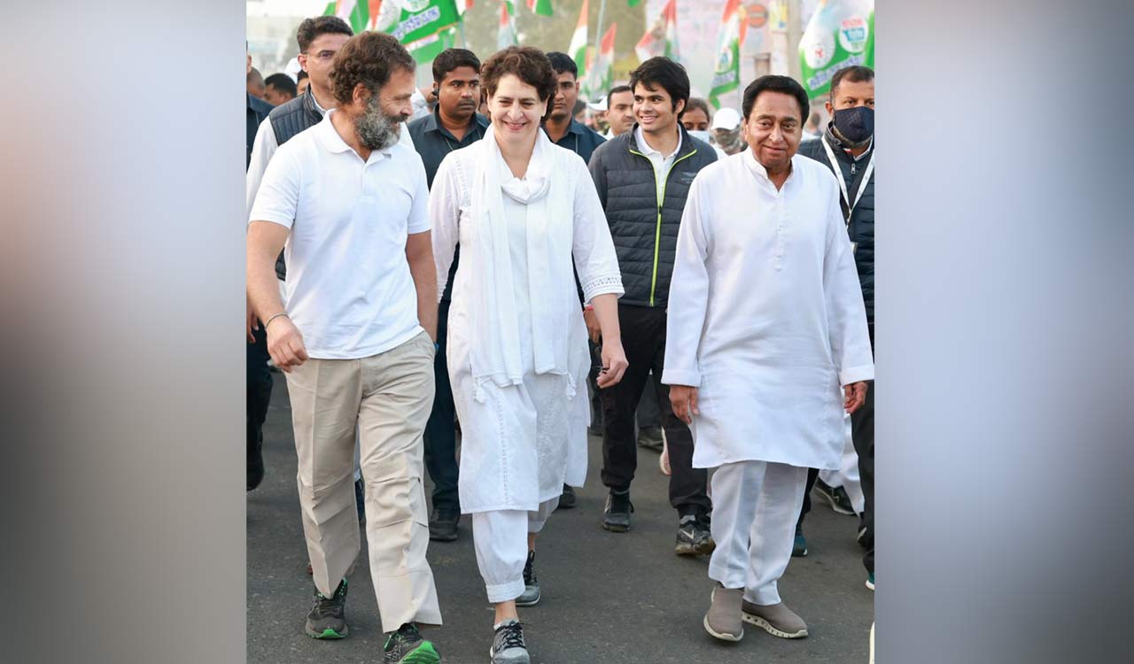 MP: Priyanka Gandhi Vadra joins Bharat Jodo Yatra for first time