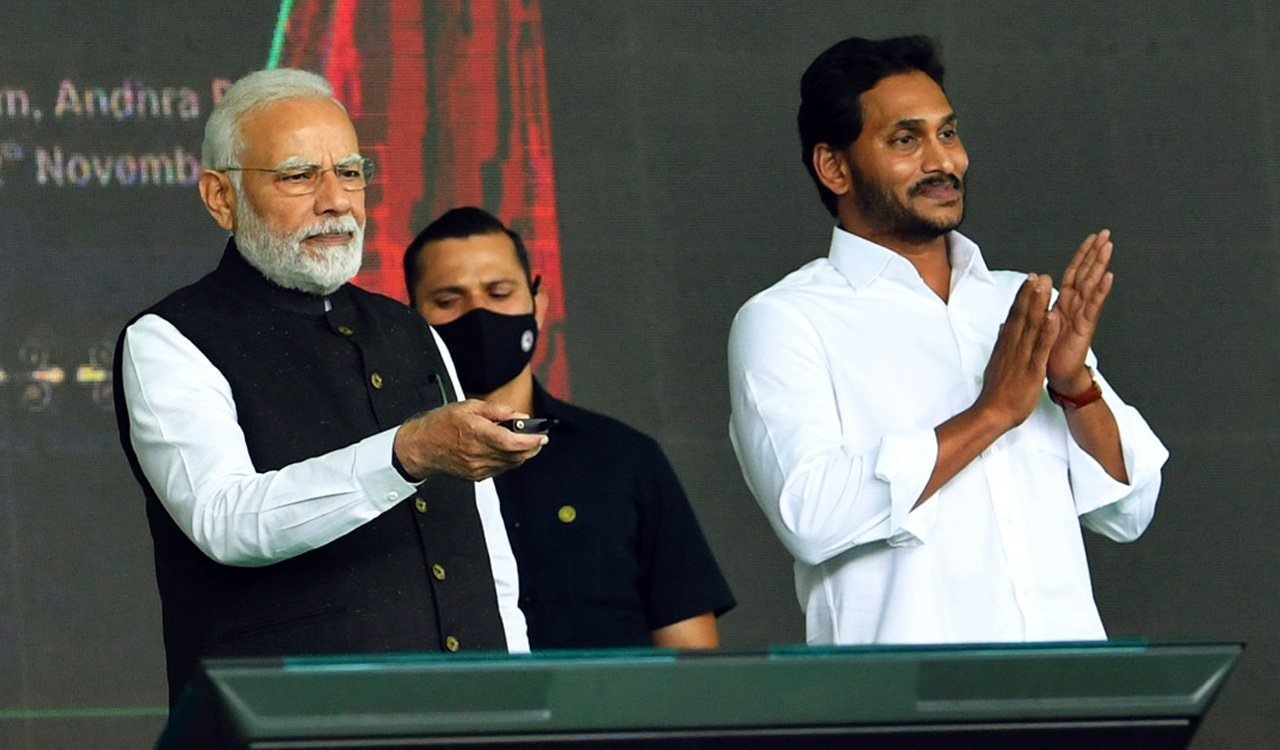 PM Modi lays foundation for redevelopment of Vizag Railway Station