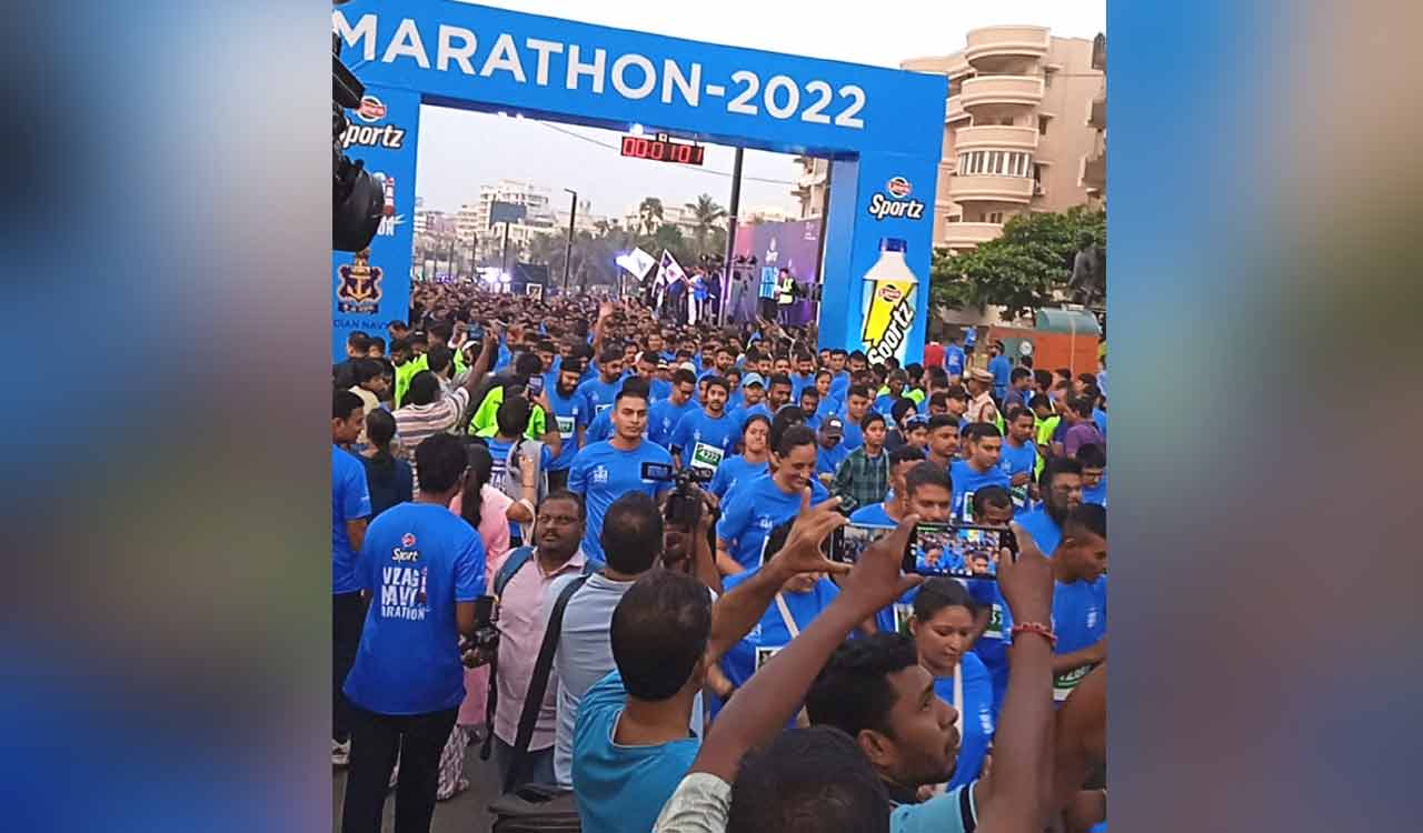 Thousands take part in Vizag Navy Marathon