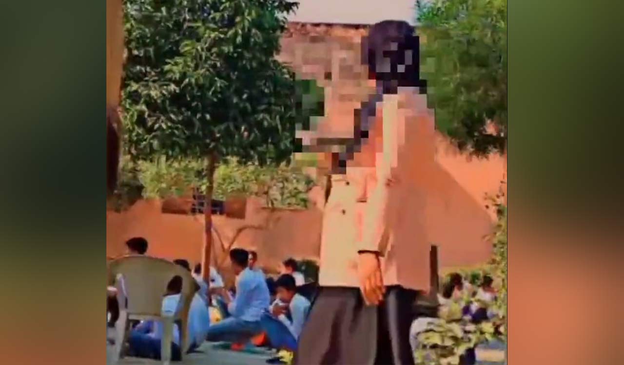 Watch: 4 students held for harassing teacher in Uttar Pradesh school