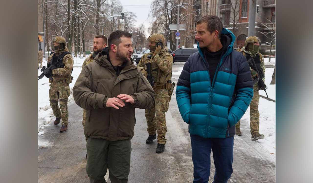 Bear Grylls meets Zelenskyy , check out glimpse of their meeting in war-torn country