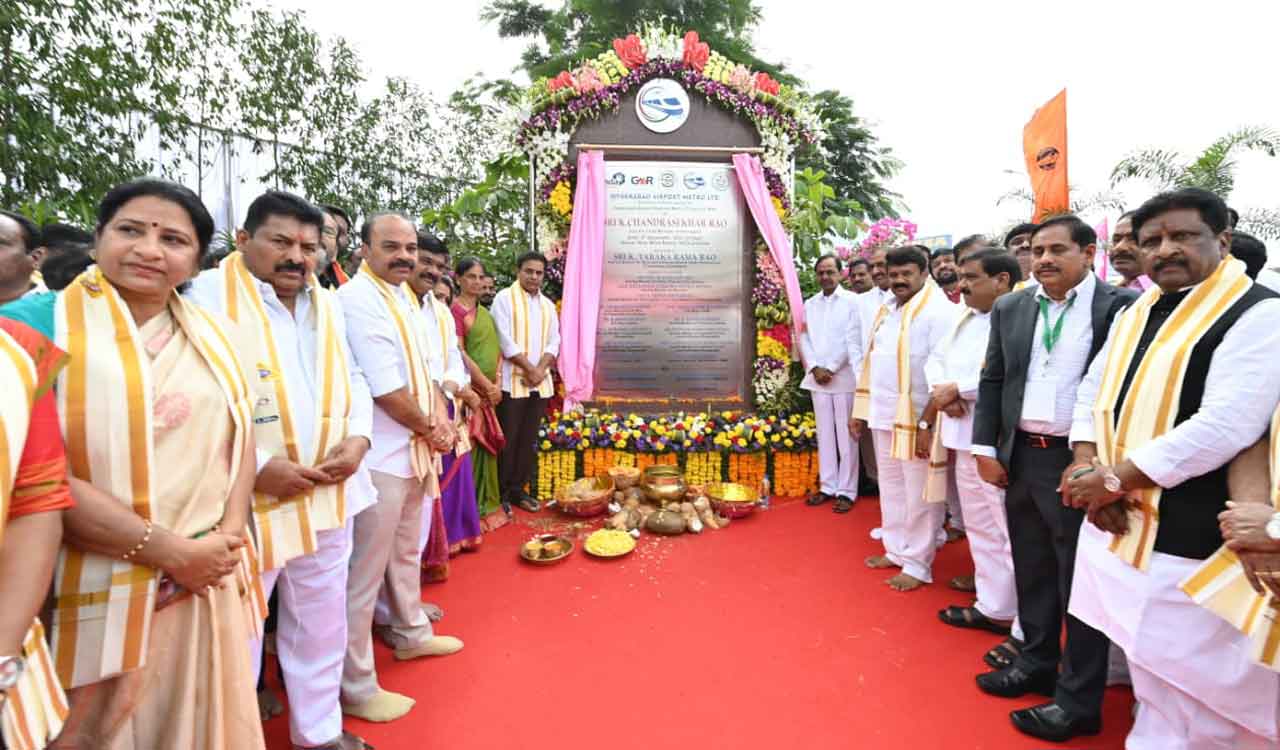 CM KCR lays foundation stone for Airport Express Metro