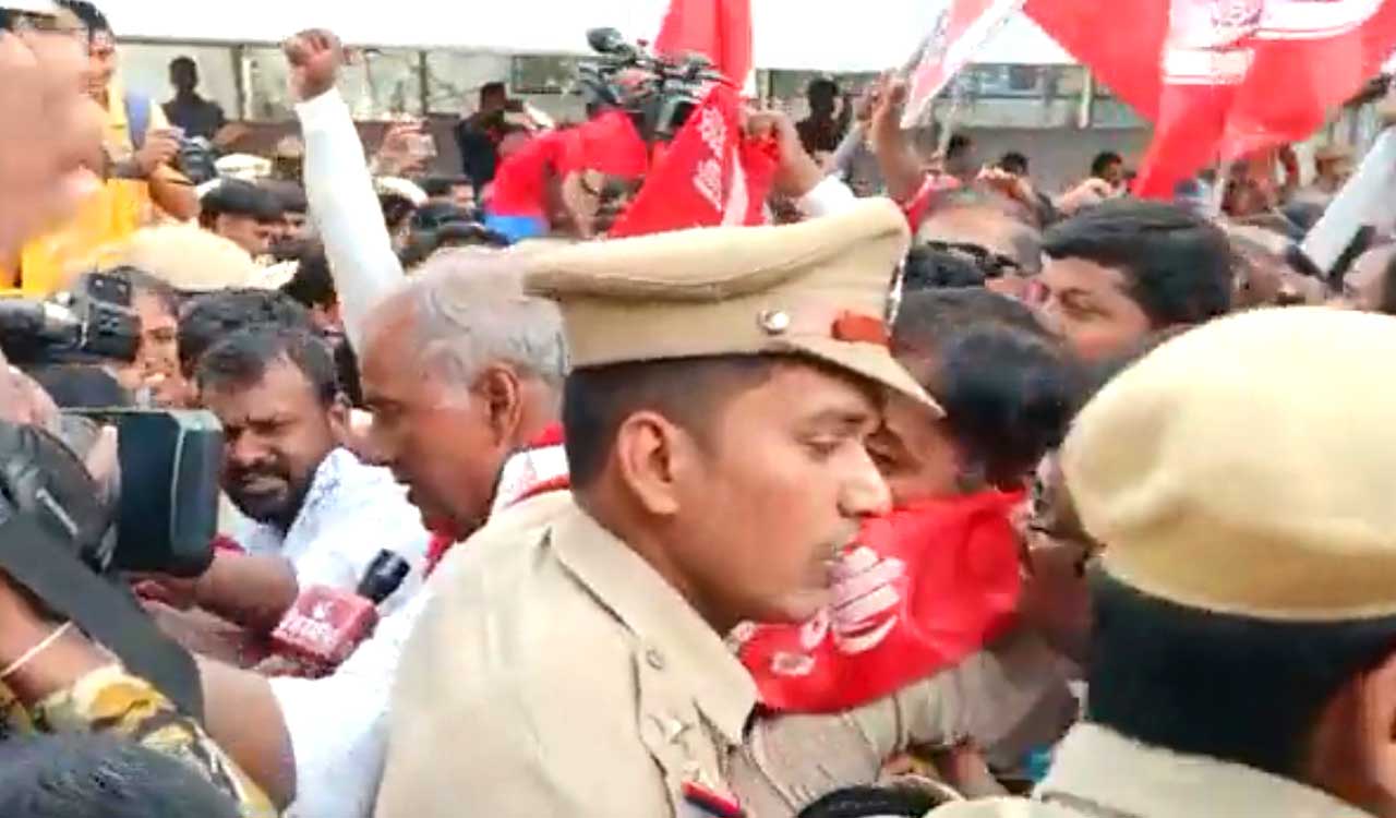 CPI’s Raj Bhavan march: Several leaders taken into custody in Hyderabad