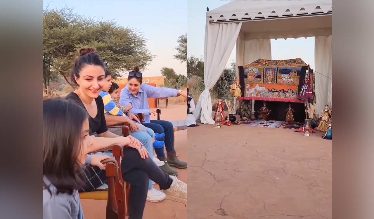 Check out this adorable video of Kareena, her tiny tots enjoying puppet dance in Jaisalmer