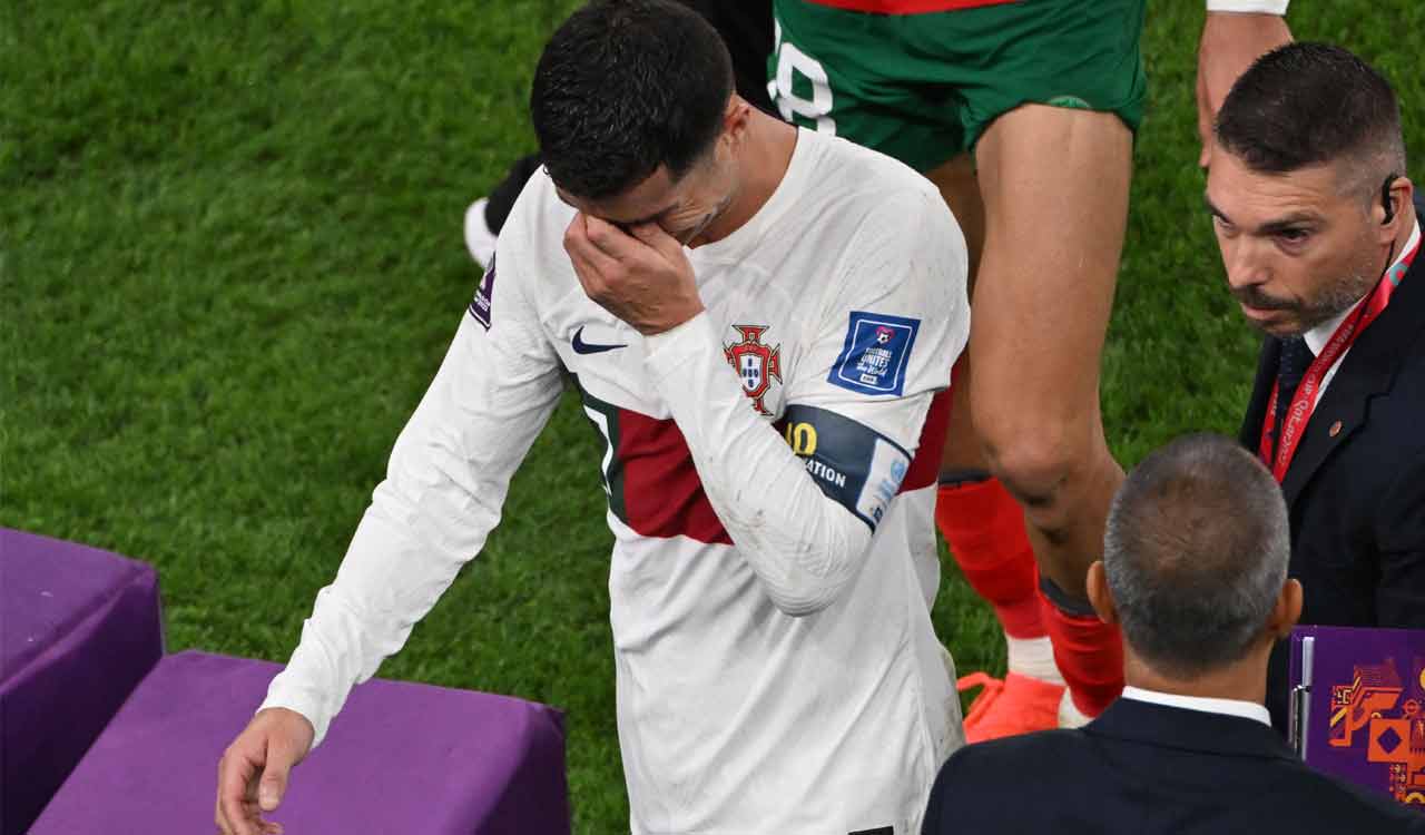 Cristiano Ronaldo walks down tunnel in tears as Portugal crashes out of World Cup