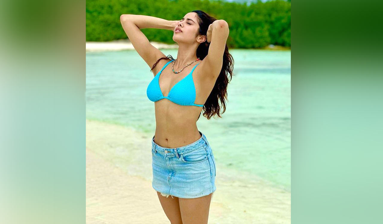 Janhvi Kapoor raises temperature in blue bikini top, denim skirt