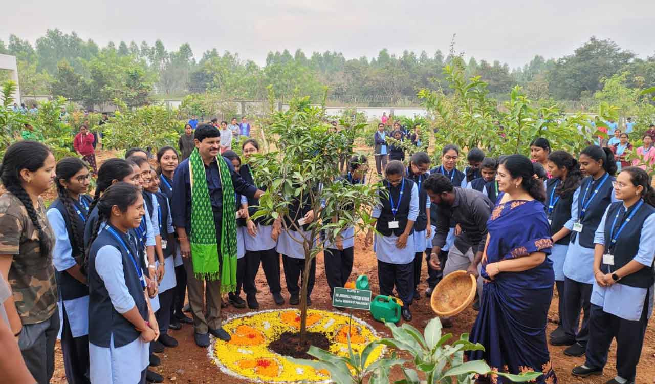 MP Santosh Kumar celebrates birthday by planting saplings at FCRI, Hyderabad