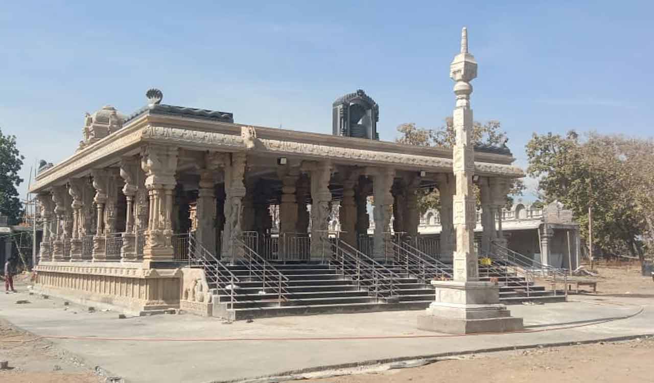 Adilabad: Unique stone used for renovation of Nagoba temple