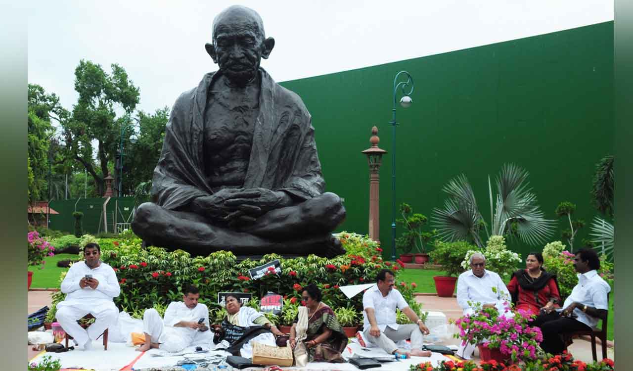 Opposition to protest at Gandhi statue demanding debate on China