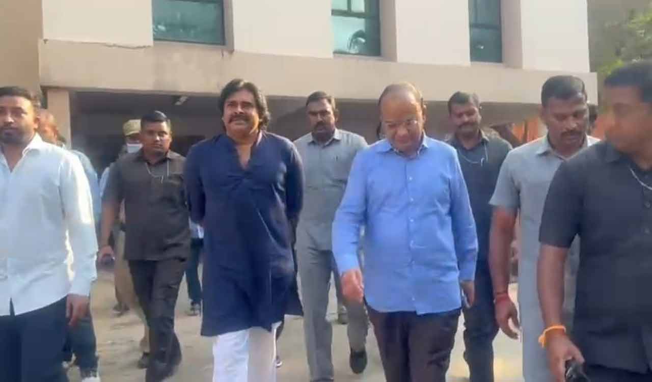 Pawan Kalyan visits RTA Khairatabad for registration of six new vehicles