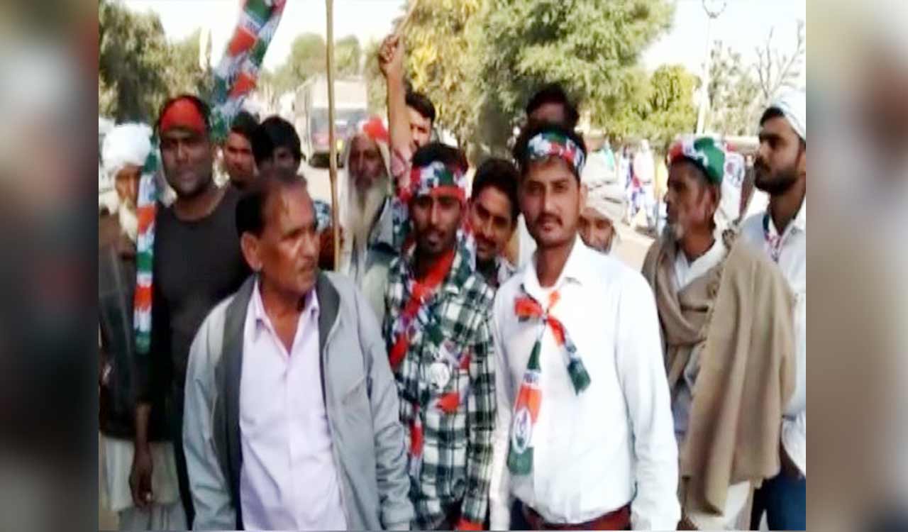 Rajasthan Farmers Protest During Bharat Jodo Yatra Demand Loan Waivers Telangana Today 4994