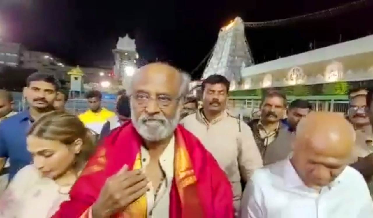 Superstar Rajinikanth offers prayers at Tirumala temple