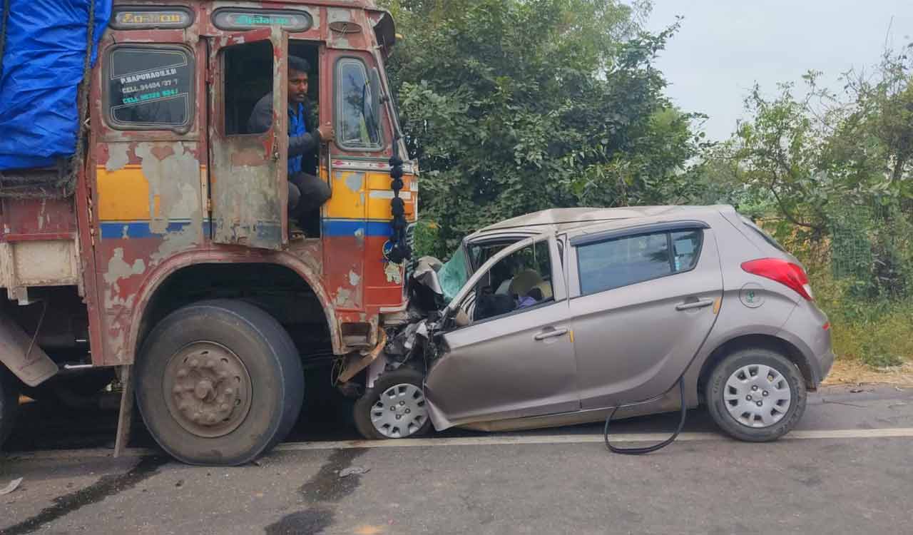 Three killed after car crashes into stationary truck in Nizamabad