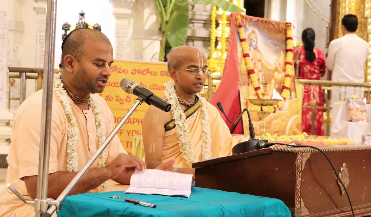 Hyderabad: Gita Jayanthi celebrated at Hare Krishna Golden Temple