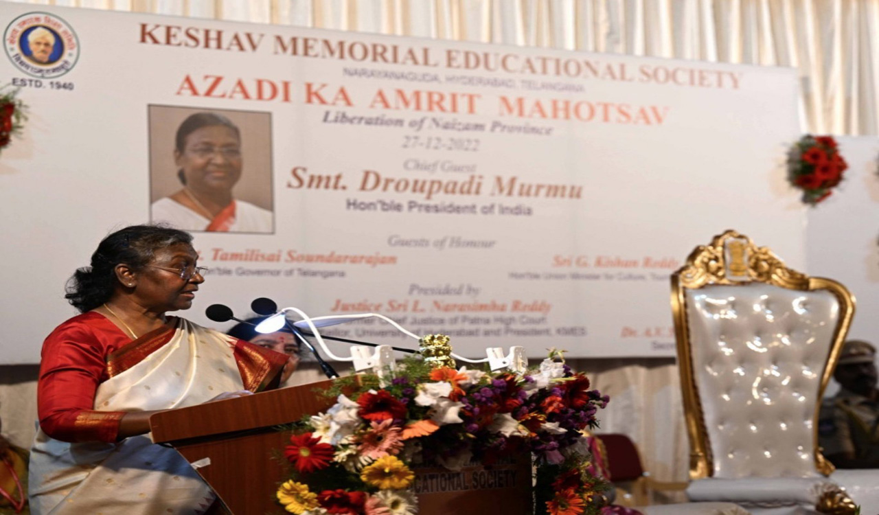 Hyderabad: President Droupadi Murmu stresses on value-based education for children