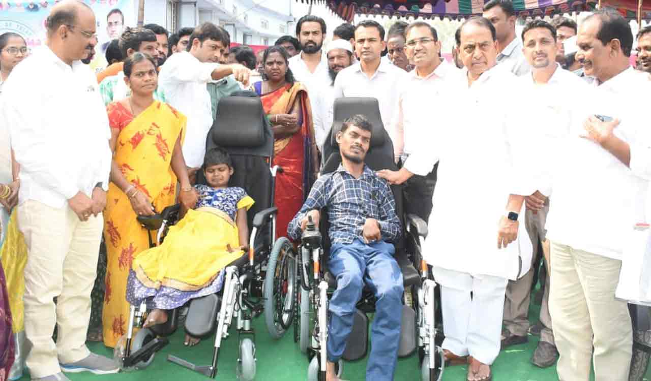 Retrofitted vehicles given to differently abled persons in Nirmal