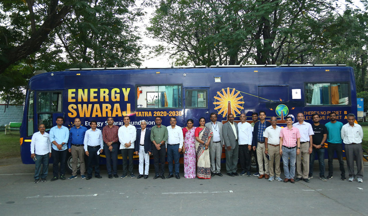 Hyderabad: Solar bus developed by Energy Swaraj Foundation displayed at IICT