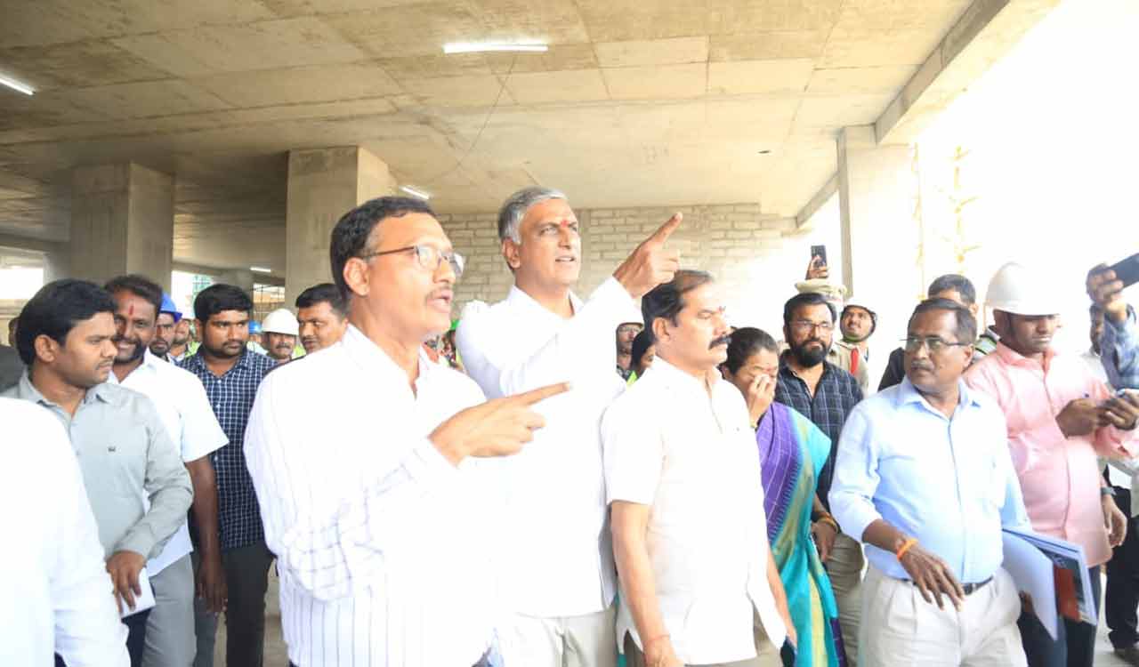 Harish Rao inspects work on largest multi-specialty hospital in Warangal