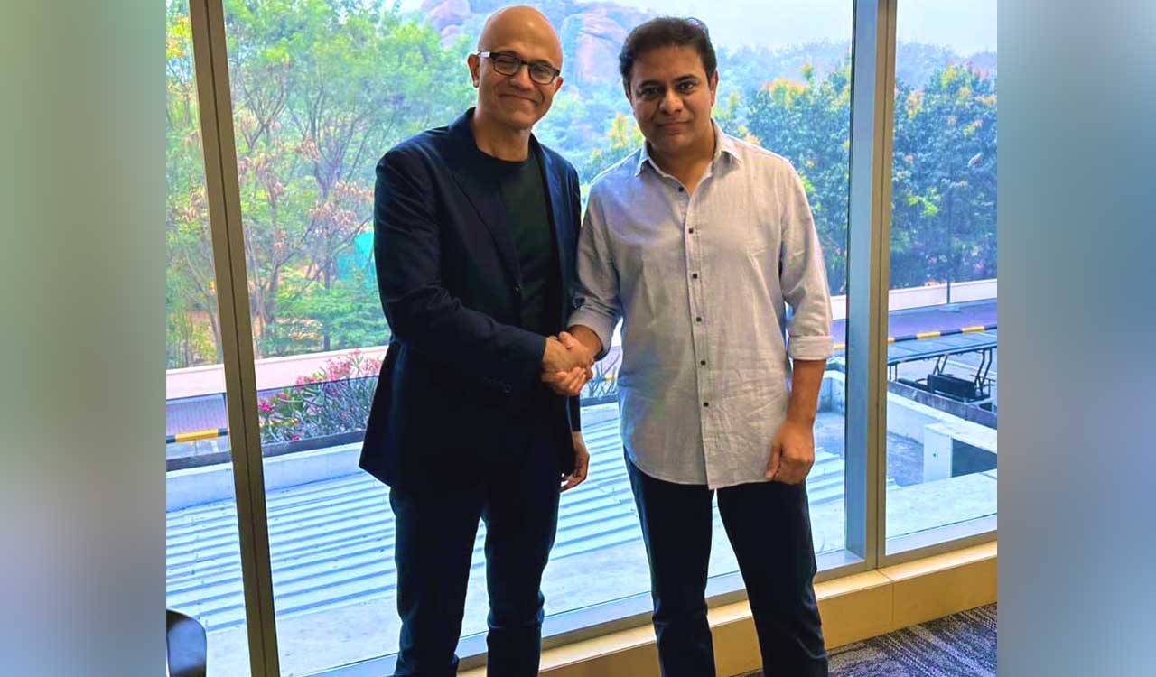 KT Rama Rao meets Nadella, discusses ‘business and biryani’