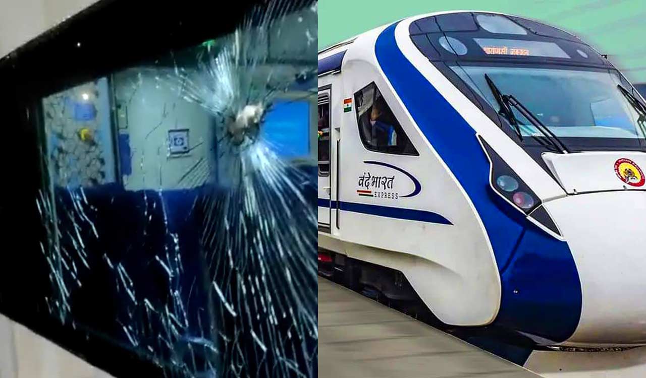 Vande Bharat train window broken in stone pelting in Visakhapatnam