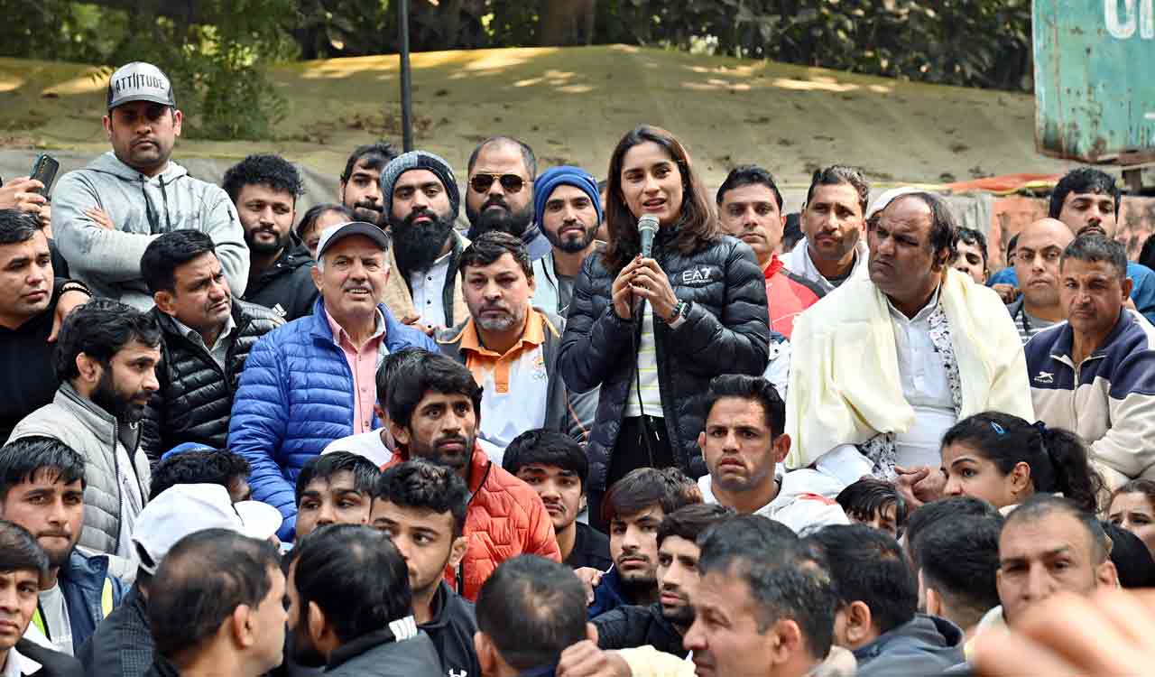 Why are the wrestlers protesting?