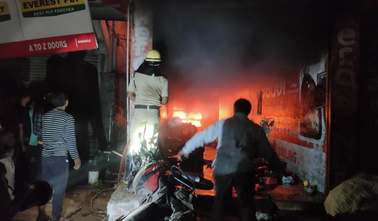 Fire breaks out in old furniture shops in Warangal