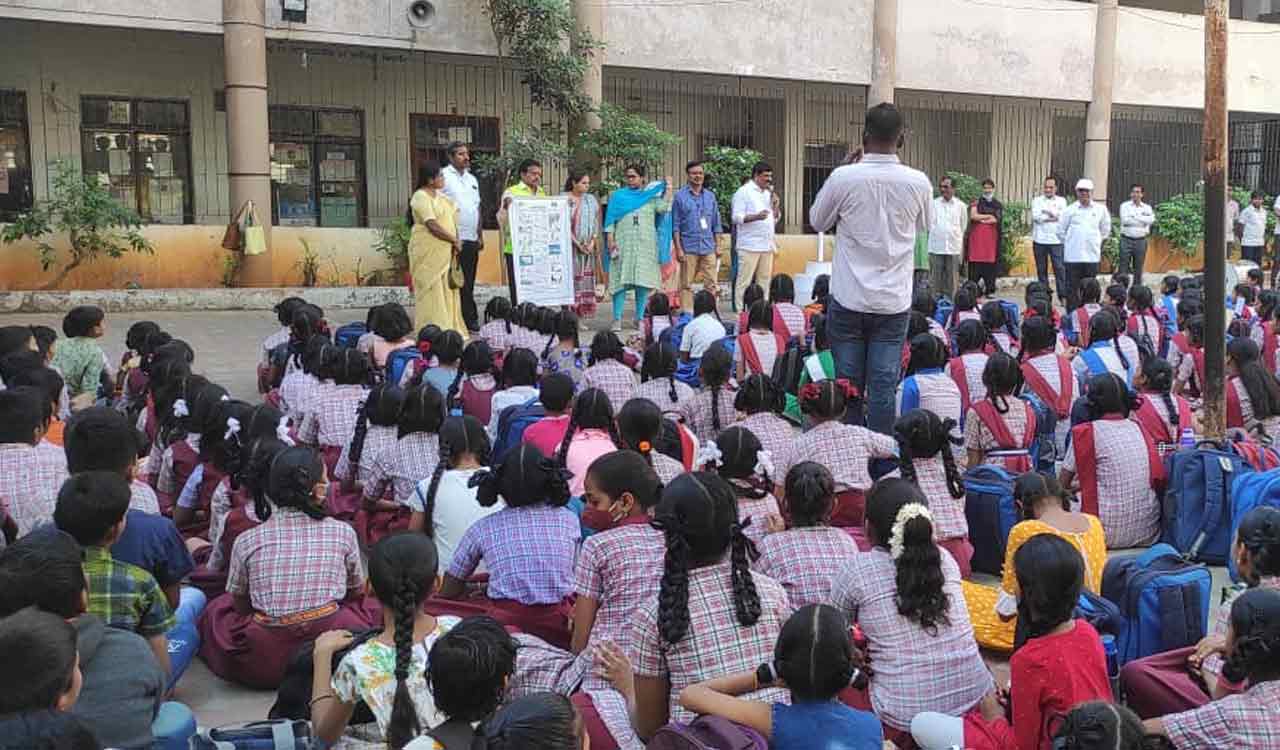 GHMC officials brief school students about safety and preventive measures against dog bites