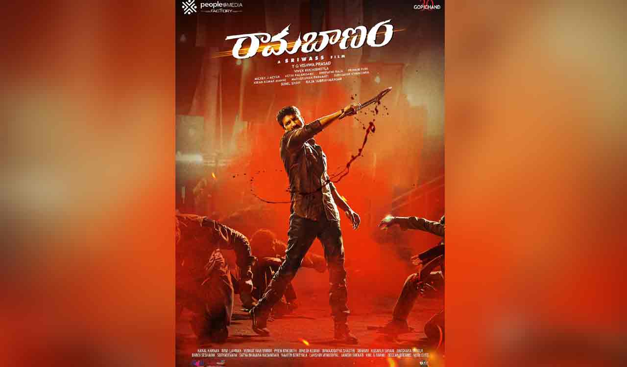 Macho star Gopichand is at his stylish best in the first glimpse of director Sriwass’ ‘Rama Banam’