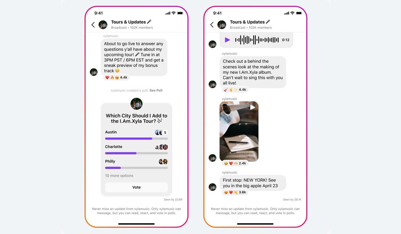 Meta introduces broadcast channels on Instagram