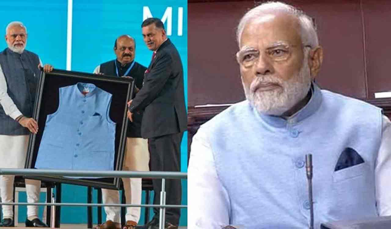 PM Modi wears jacket made of material recycled from plastic bottles