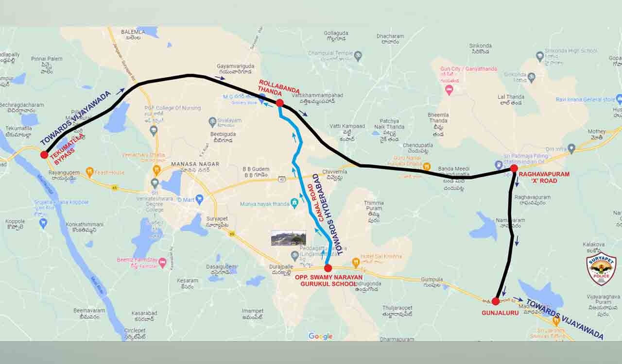 Suryapet: Traffic diversions on Hyderabad-Vijayawada NH 65 from Feb 5