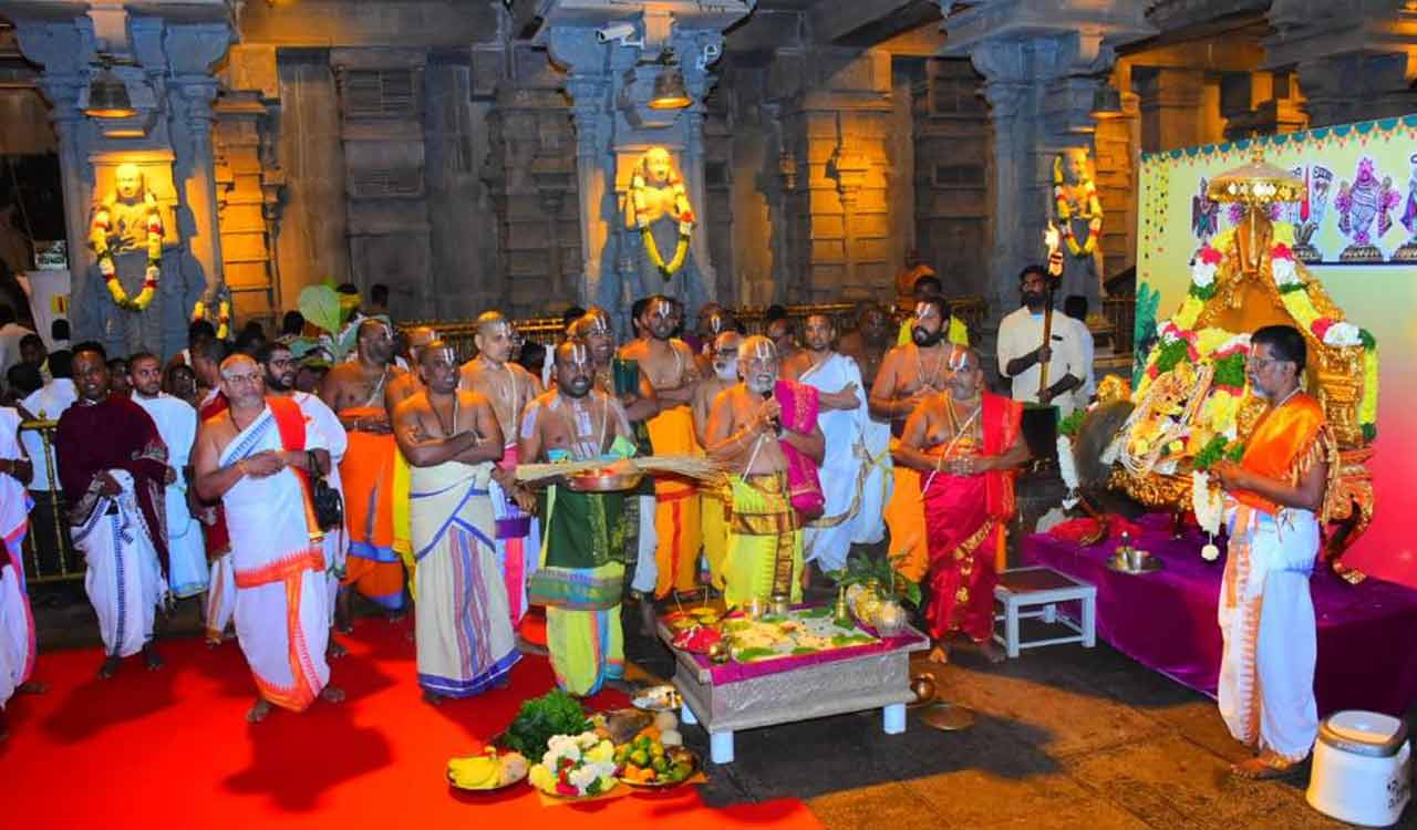 Yadadri temple brahmotsavam, first after renovation, begins with special pooja