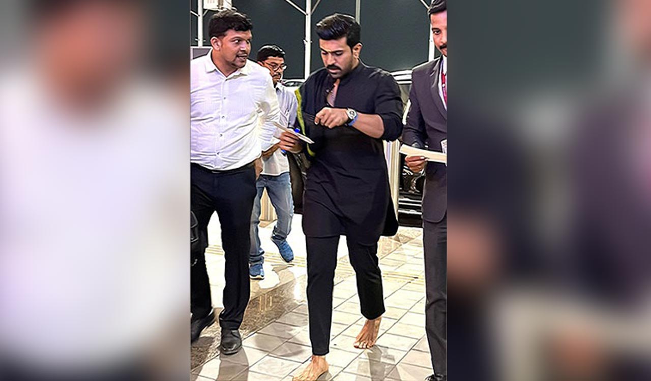 Oscars 2023: Ram Charan heads to US, spotted walking barefoot at airport