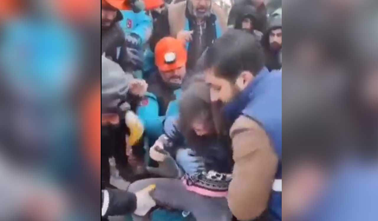 Watch: Girl pulled out alive from debris more than 12 hours after earthquake in Turkey