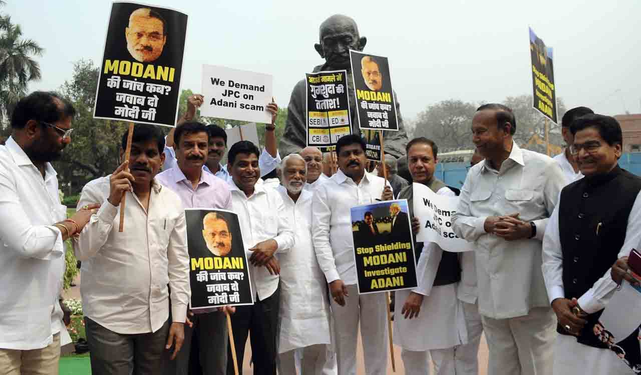 BRS MPs stall Lok Sabha over Adani issue