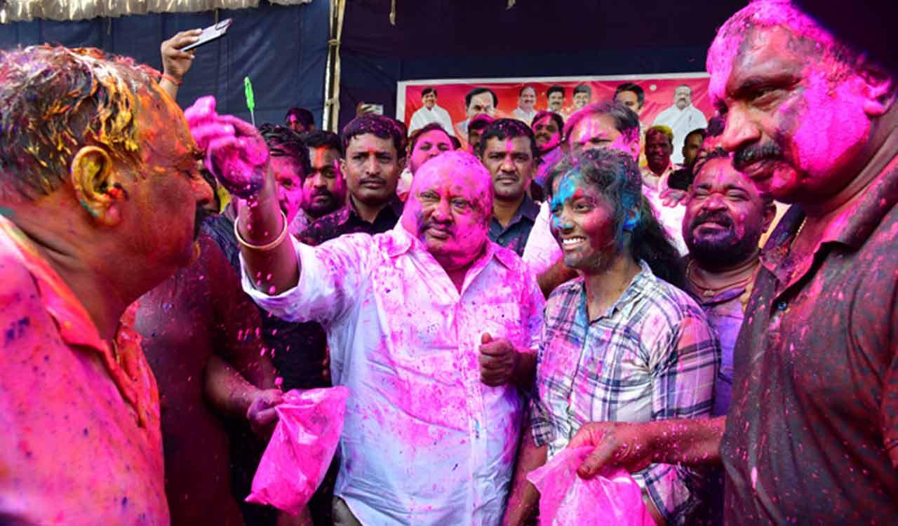 Holi celebrated on grand scale in erstwhile Karimnagar
