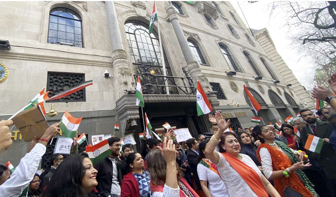 Diaspora meet counters tricolour attack at London mission with festive spirit