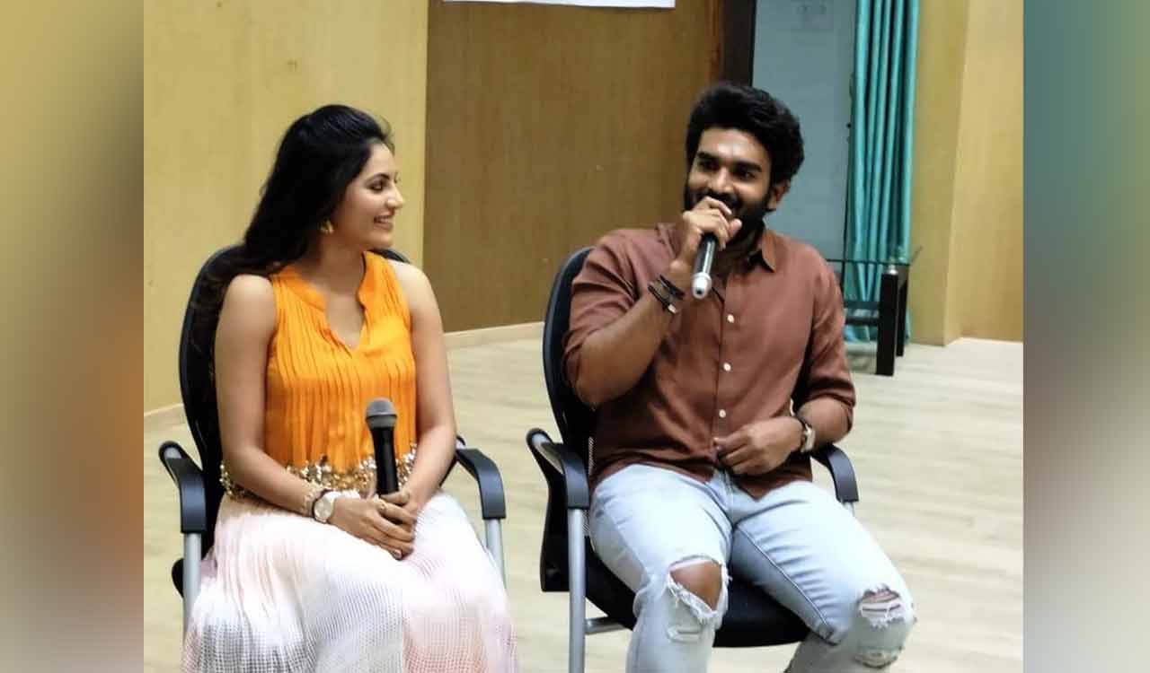 Actor Kiran Abbavaram interacts with students at NIT-Warangal